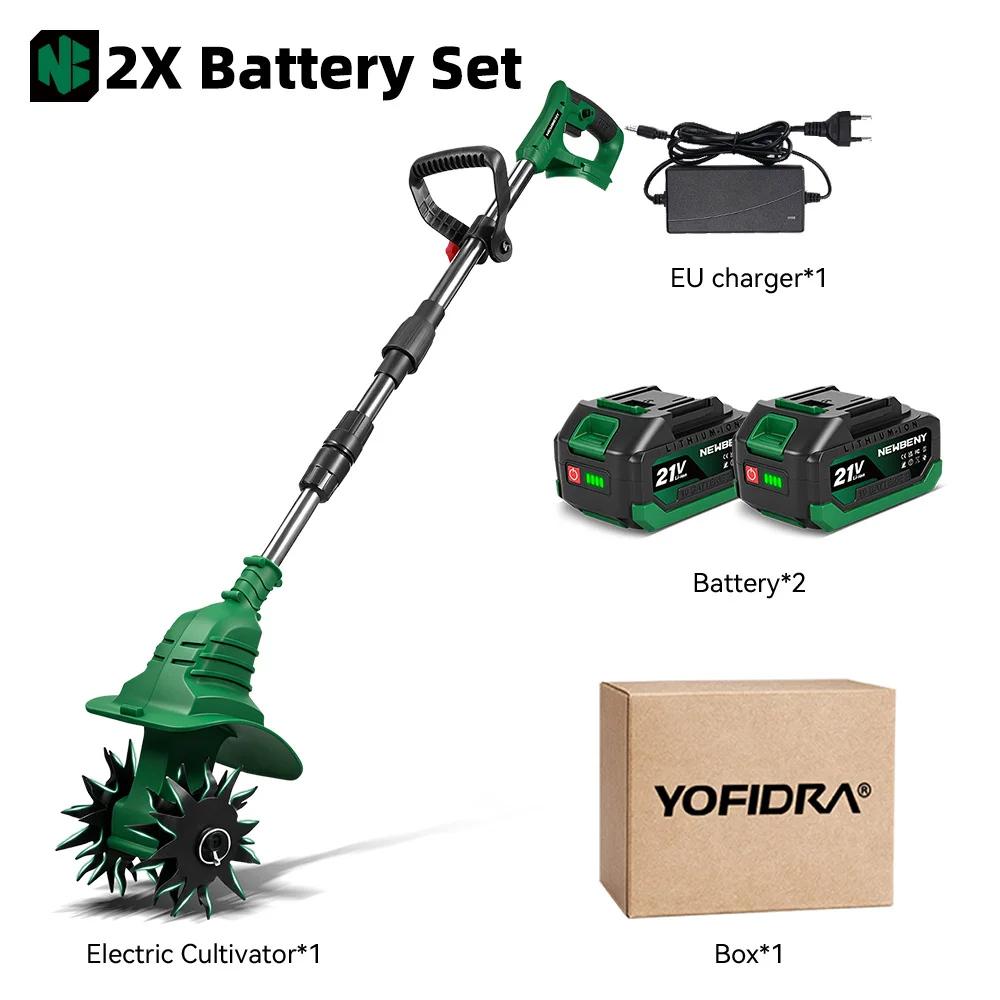 NEWBENY Elektrische cultivator 1800W Tuin Draagbare Grasmaaier Bodemomvormer Elektrisch gereedschap voor Makita accu