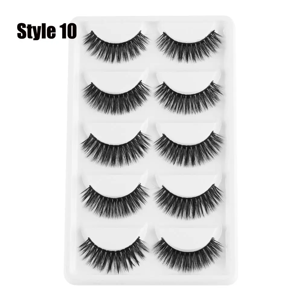 SKONHED 5 Pairs Resuable Natural Long Handmade Multilayer 3D Faux Mink Hair False Eyelashes Eye Lashes Extension Wispy Fluffy