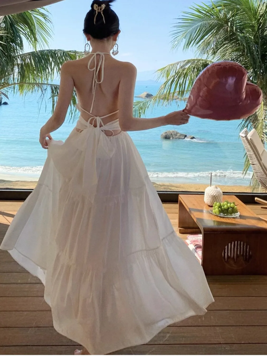 Splendido Bal A-Line Dr Beach Vaion Sle Colore puro Semplice gonna lunga con spalle scoperte Bellissimo materiale in poliestere