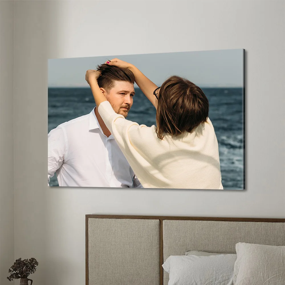 1 Pc Customized Photos on Canvas with DIY Wood Frame or frameless poster,Personalized Custom Photos for Your Lover,family,friend image 4