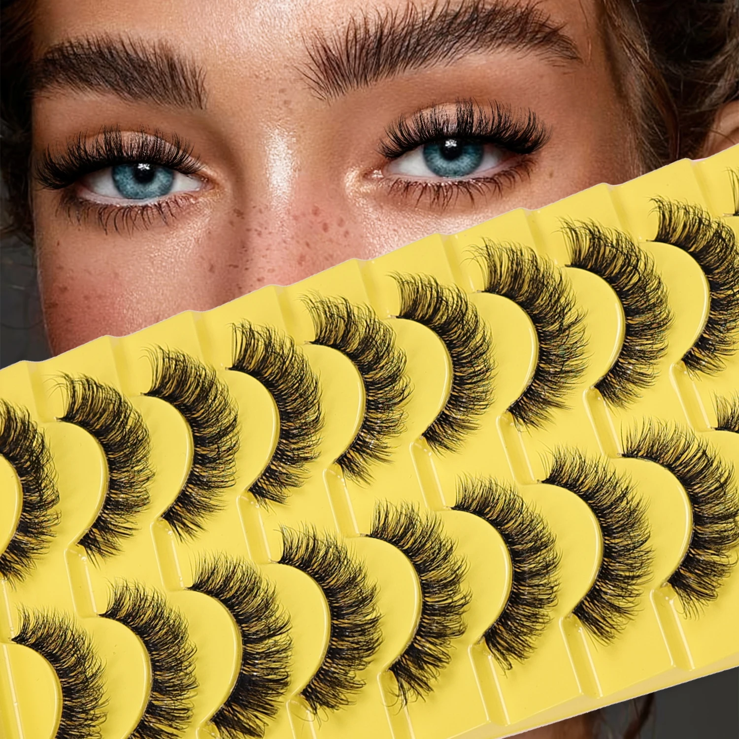10 paia di ciglia a fascia trasparente ciglia naturali sottili e soffici aspetto naturale ciglia a strisce russe effetto 3D ciglia per occhi di gatto