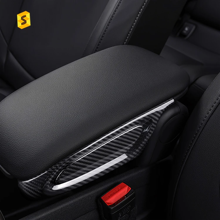 ES Dry Real Carbon Fiber Car Interior Trim Carbon Fiber Armrest Box Top Cover For MINI F60 Car Accessories