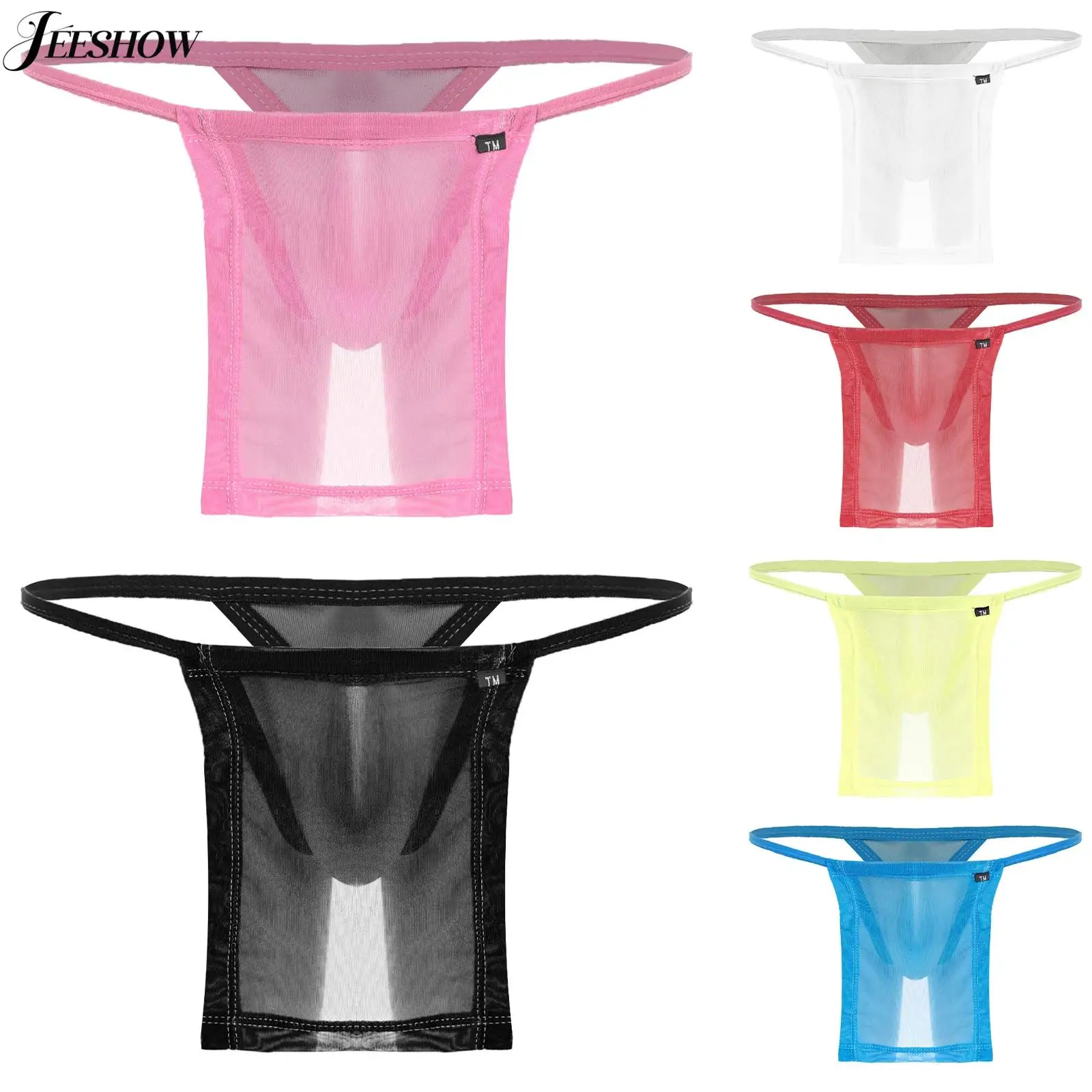 

Mens Sumo-style Sheer Mesh Underwear Sheer Mesh Low Waist Hollow Out T-back G-strings with Flap Sissy Micro Mini Underpants