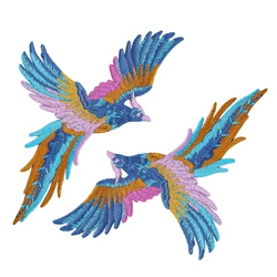 1PC Phoenix Bird Embroidered Patches Applique Iron on Clothes Lucky Auspicious Flying Bird Cloth Sticker Garment Sewing Supplies