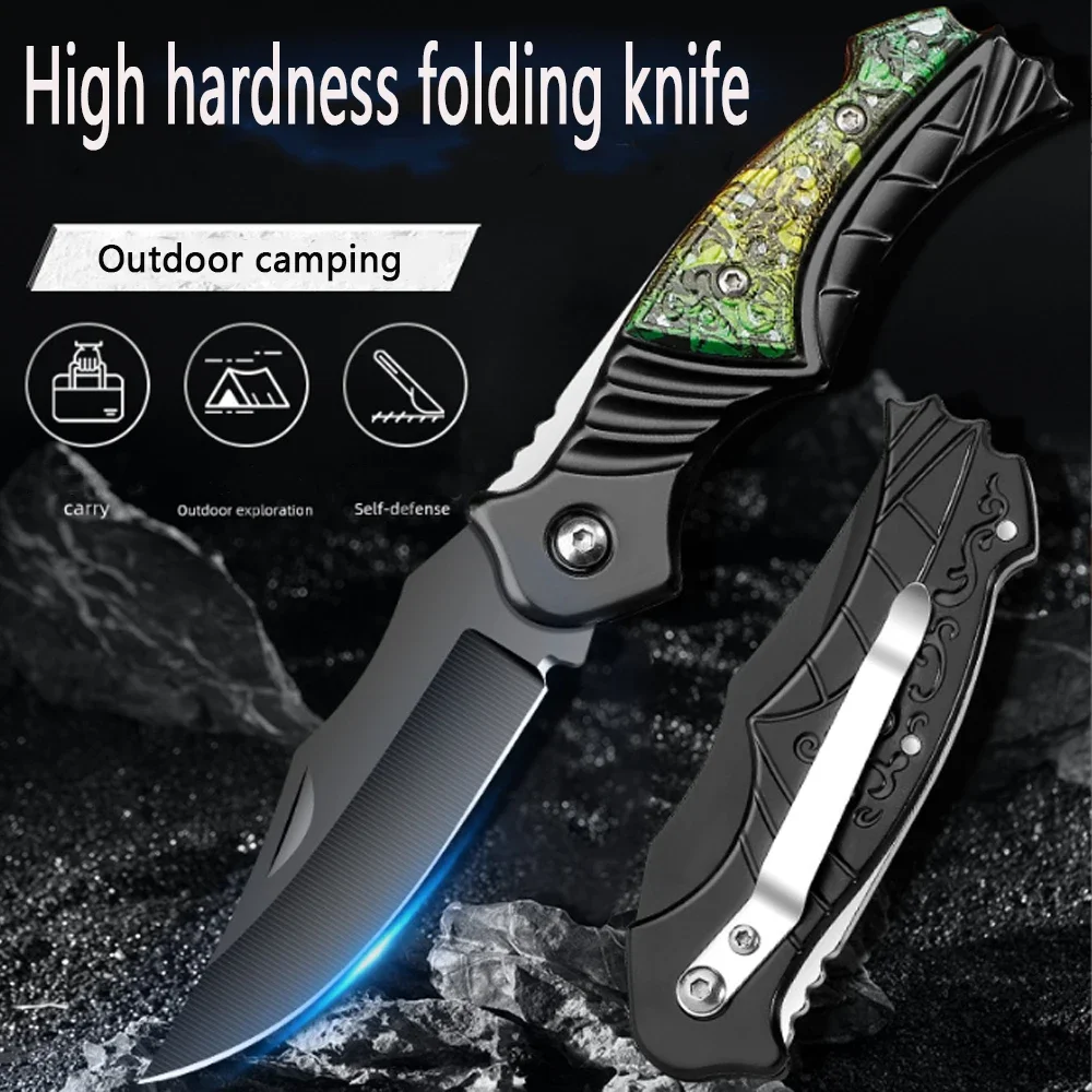 New Portable Outdoor Folding Fruit Knife for Kitchen Supplies, Survival Knife, Suitable for Camping and Hiking