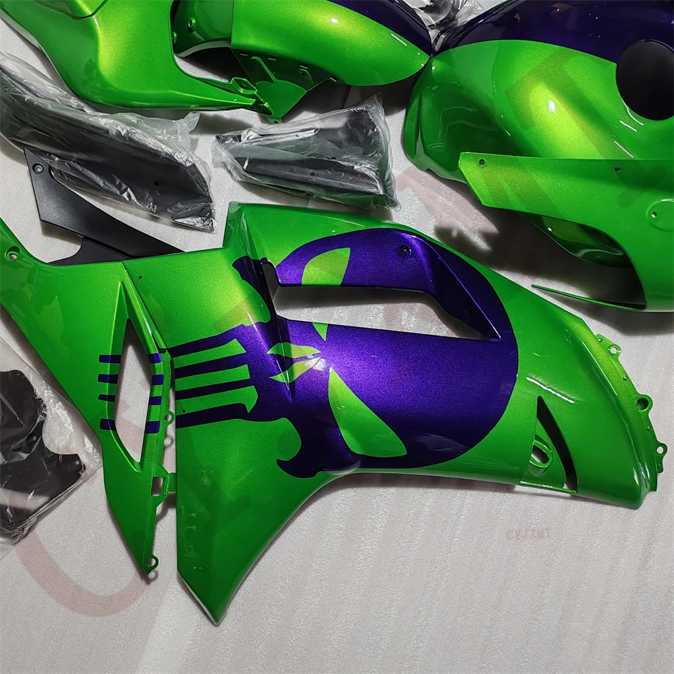 هدية مخصصة للدراجات النارية ABS للنينجا ZX 6R 636 2007 2008 مجموعة هدايا هيكل ZX6R636 07 08 لامعة أرجوانية خضراء جمجمة #4