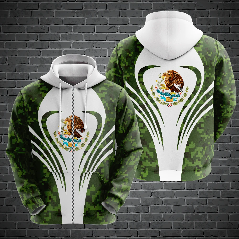 

Mexico National Flag Printing Men's Zip Hoodie Fashion 3D Eagle Pattern New in Sweatshirts Autumn Casual Oversized Pullover Tops