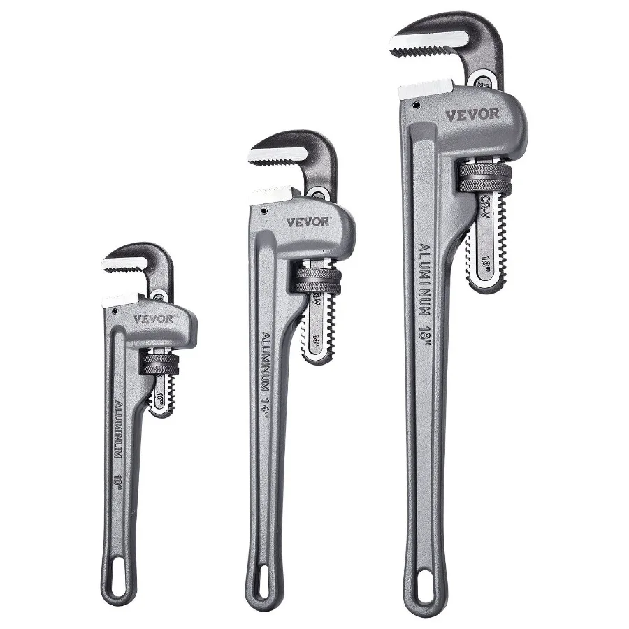 

3Piece Pipe Wrench Set 10 14 18 Aluminum Straight Pipe Wrench Adjustable Plumbing Wrench with High Strength Jaw and Ergonomic
