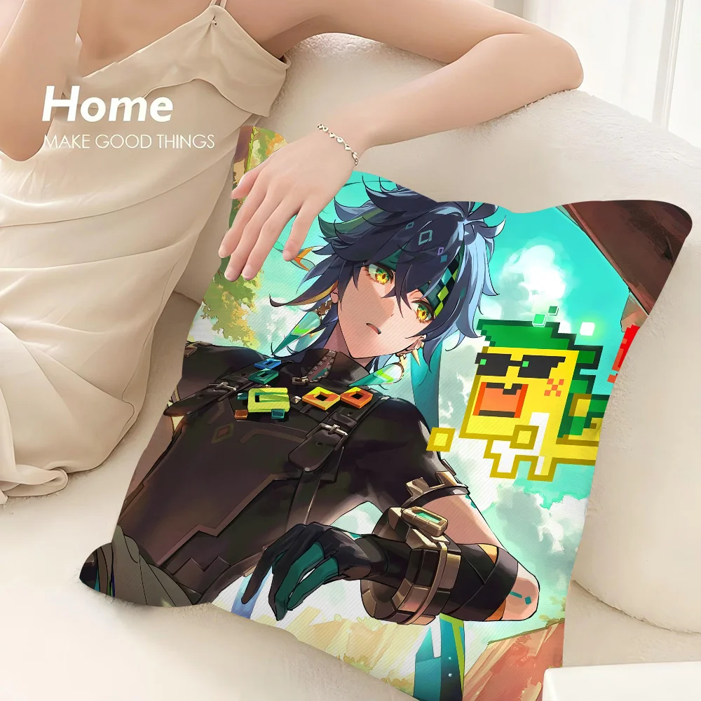 Genshin Impact Kinich Pillow Case 3D Print Polyester Fiber 40*40 cm Home Sofa Throw Pillow Cover Decoration Festival Gift