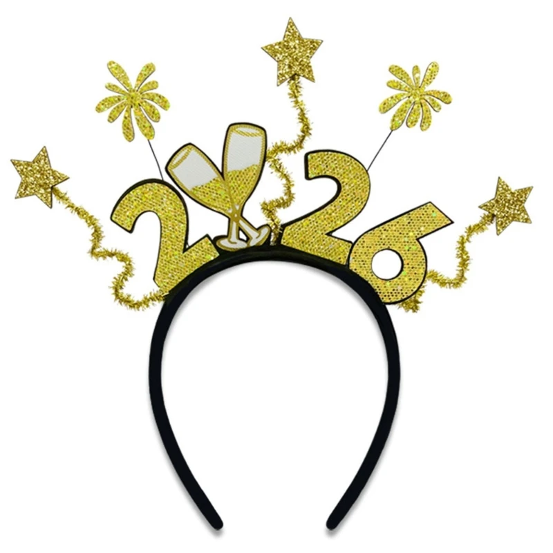 39BC 2026 Celebration Hairband Star Patterned Plastic Hair Hoop Lightweight Design For Holiday Event Family Reunion