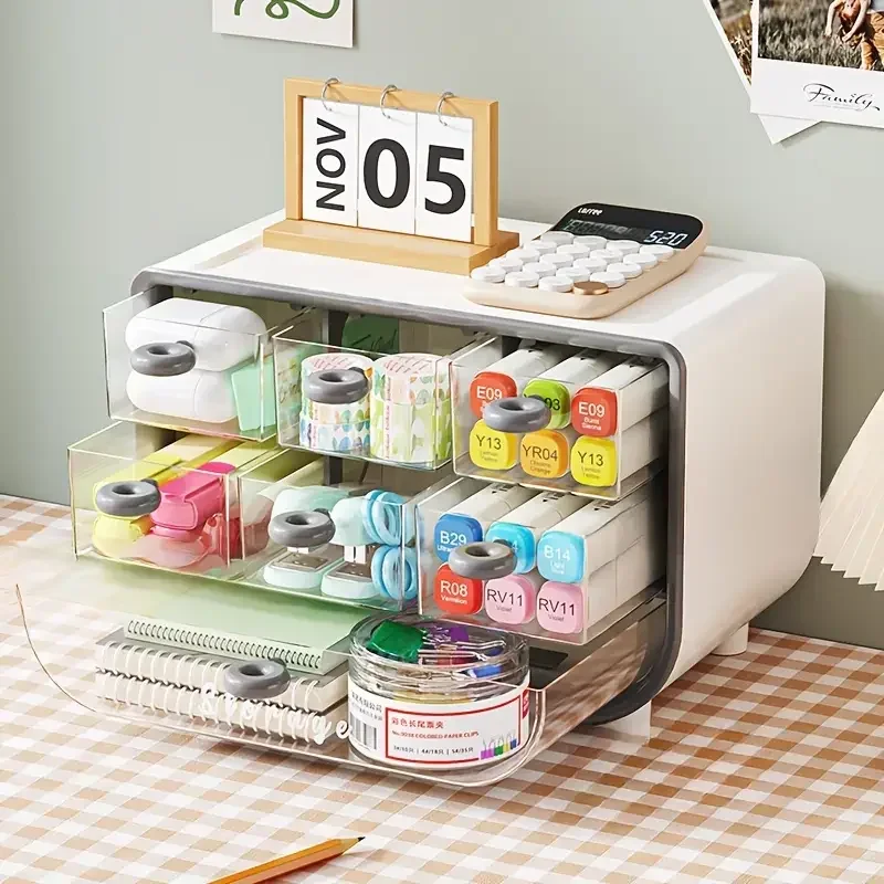 Multifunctional Stationery Organizer 9 Grids Pen Holder Transparent Storage Desk Large Capacity Office Accessories Box School