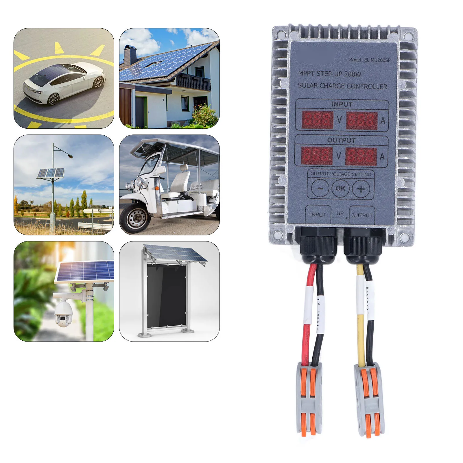 MPPT Solar Battery Charge Controller Boost MPPT Voltage Adjustable Waterproof with Display 24‑85V