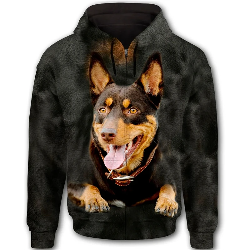 New Dog Lover Hoodies 3D Print Zip Up Hoodie Women Men Fashion Belgian Sheepdog Dog Pet Graphic Zipper Hooded Jacket Male Coat