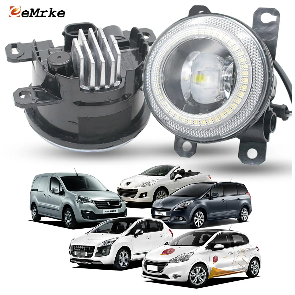 

Светодиодные противотуманные фары, замена 6206N0 для Peugeot 208 2008 3008 5008 Partner Citroen Berlingo, лампа дальнего света + аксессуары для DRL Angel Eye