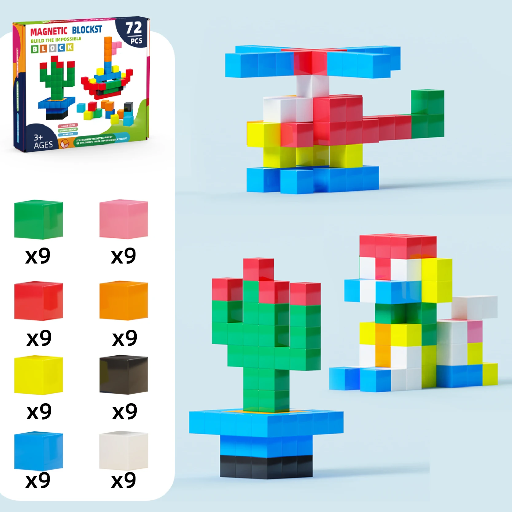 Magnetische bouwstenen Magnetische kubussen Educatief STEM Montessori Zintuiglijk voor kinderen van 3+ jaar oude jongens en meisjes Magneetspeelgoed