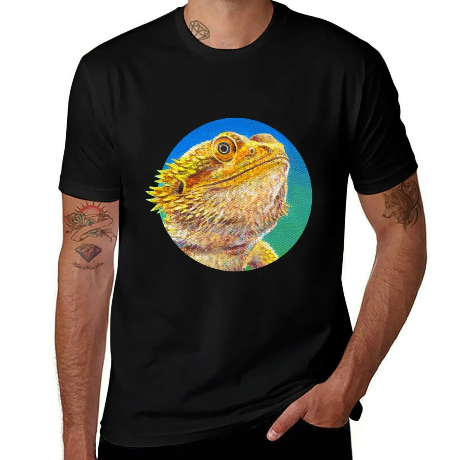 Bearded Dragon Lizard Portrait T-Shirt Comfort Stretch Tee Shirt