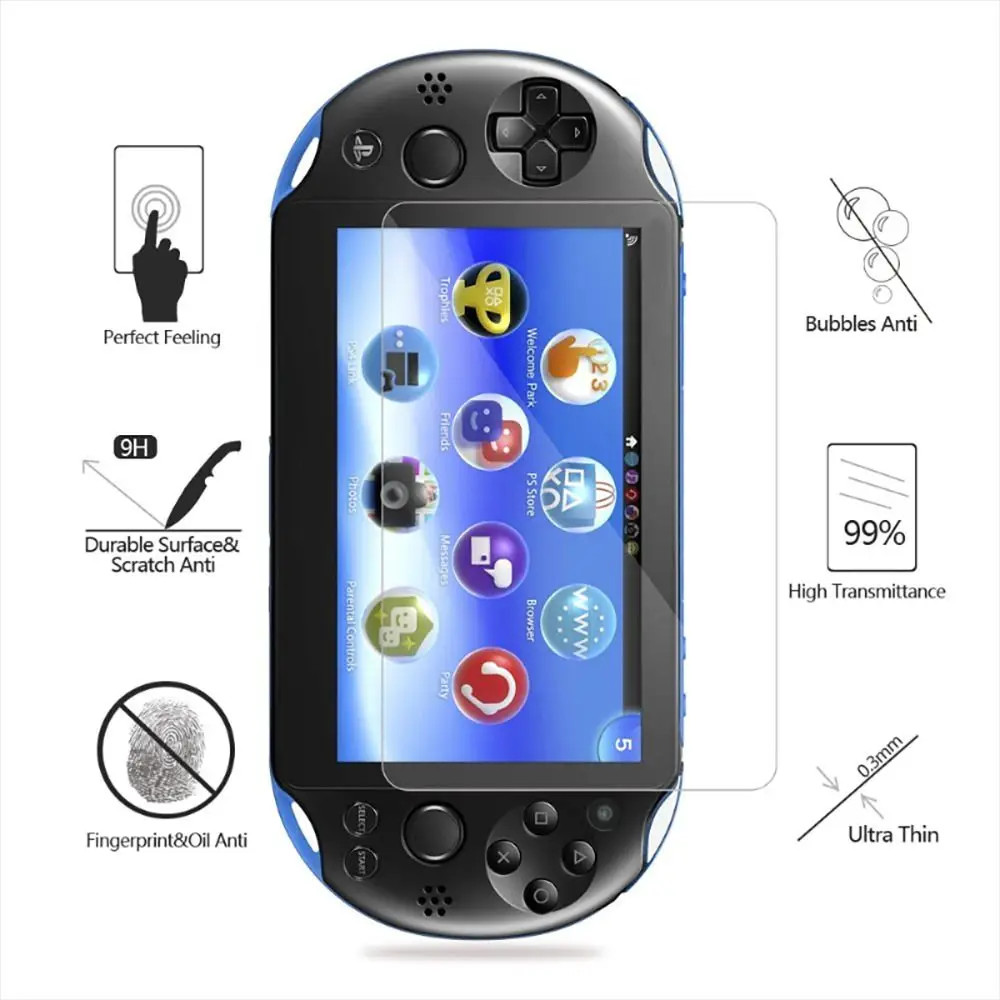 Gaming Anti-Fingerprint Screen Protector Durable HD Tempered Glass Anti-Scratch Protection Film for PSV 1000/PSV 2000/PS Vita