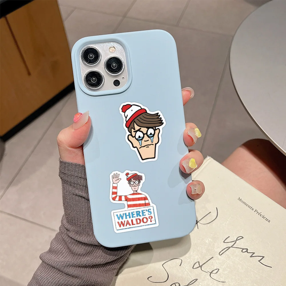 10/50pcs Cute Wheres Waldo Stickers Aesthetic Decals Decorative Scrapbook Notebook Phone Luggage Sticker