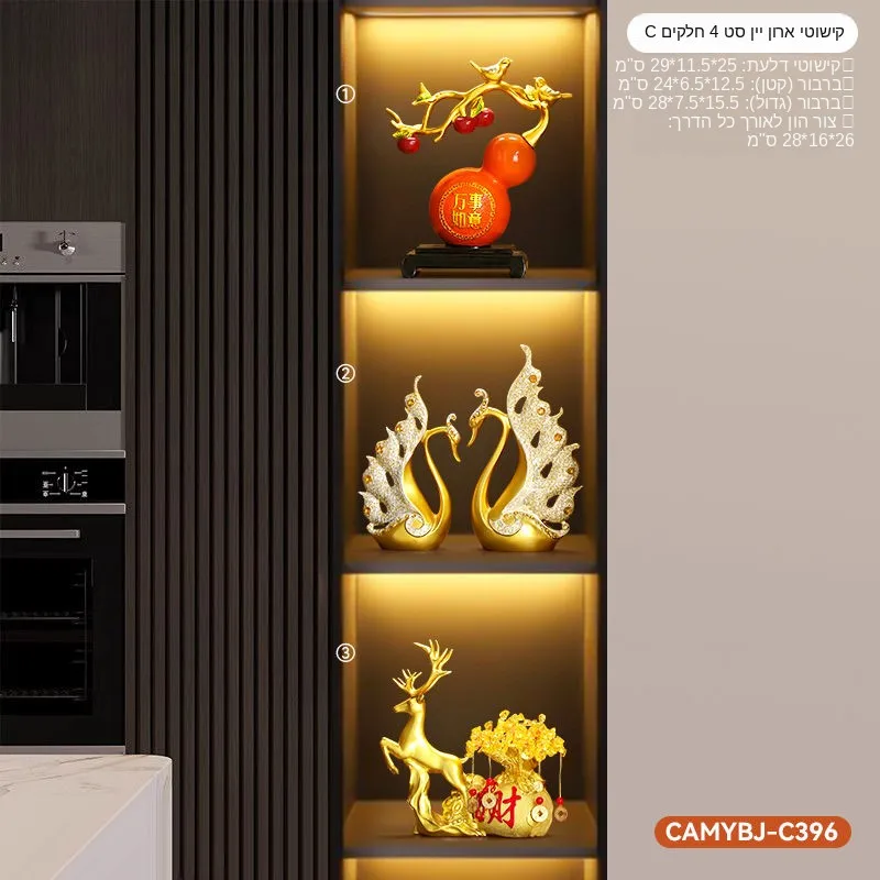 

Modern Luxury Living Room Wine Rack Decorative Accessories Home TV Cabinet Artistic Crafts Display Stand Nordic Style Resin