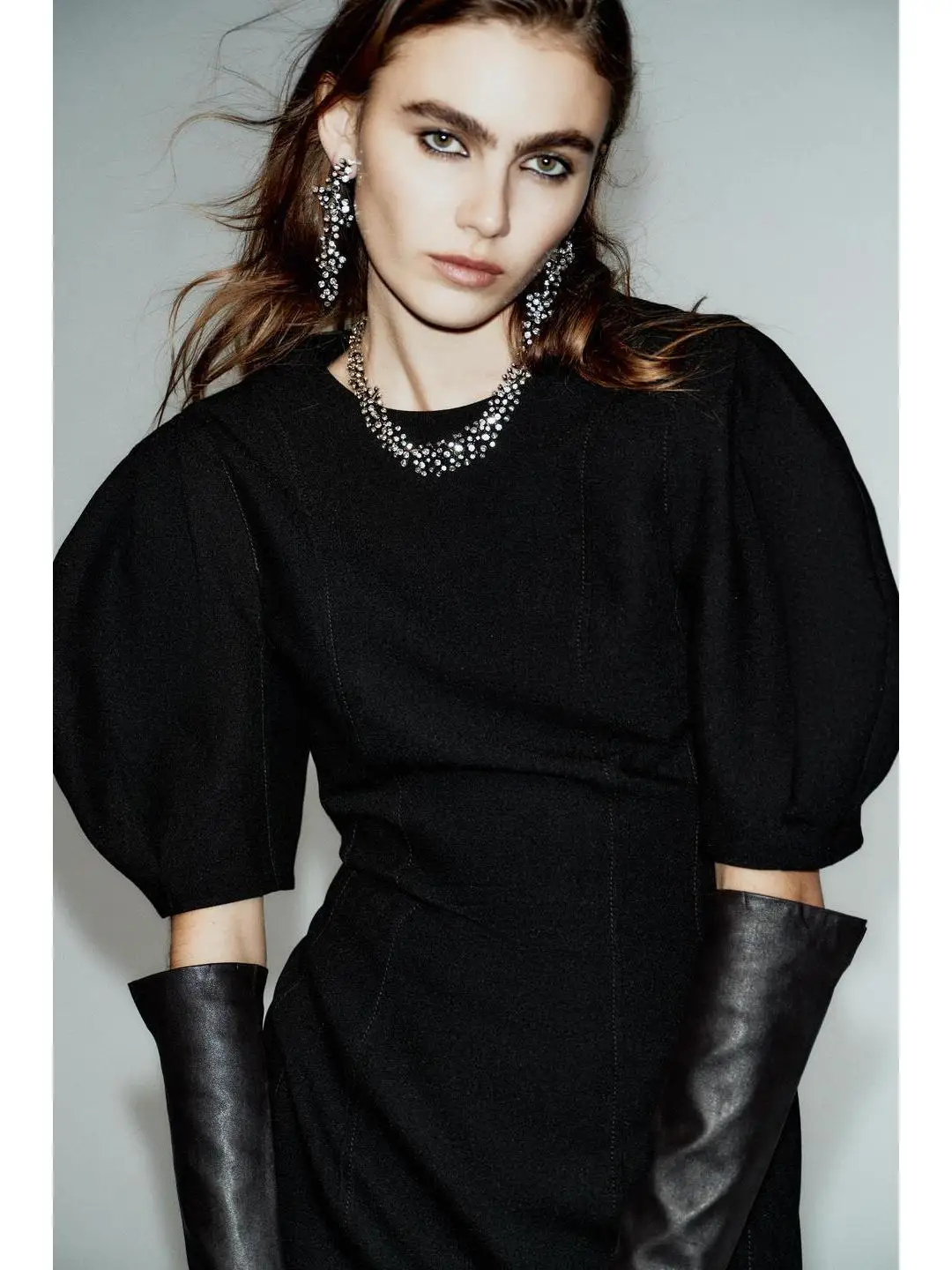 

Sweet Sle круглый Ne Bubble Sve ort Dr Hepburn Sle Осенняя коллекция Faionable Ele Women's Dr