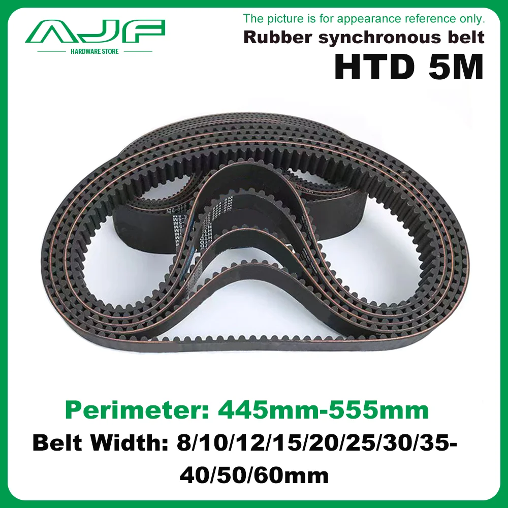 HTD 5M Timing Belt Perimeter 445mm-555mm Width 8/10/12/15/20/25/30/35/40/50/60mm HTD5M Drive Belt Synchronous Belt