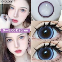 OVOLOOK-10 Colors Colored Contact Lenses for Eyes with Diopters Prescription Lenses for Myopia Natural Big Diameter Lens 1 Pair
