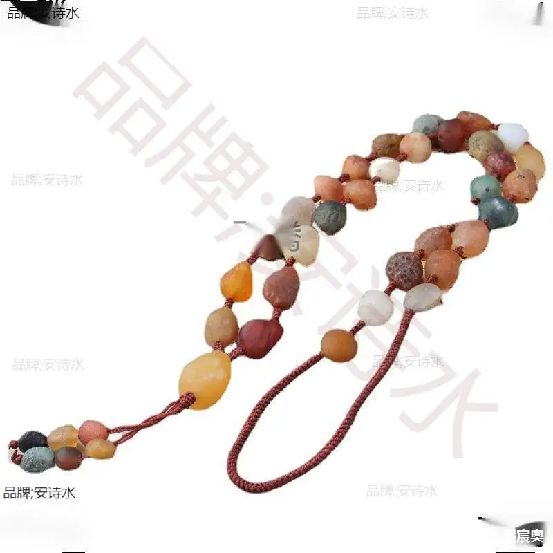 Alashan Gobi Raisin Tendon Agate Sugar Heart Color Jade Necklace