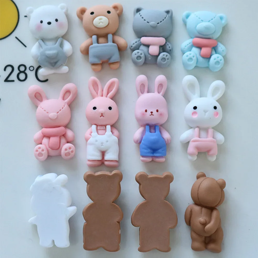 10 pezzi di pantaloni Kawaii serie animali cabochon in resina con retro piatto per forcina scrapbooking gioielli fai da te accessori per la decorazione artigianale