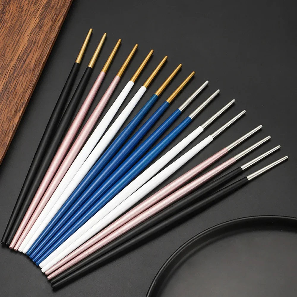 Japanese 1/2/5 Pairs Chopsticks 304 Stainless Steel Non-Slip Chopstick Metal Sushi Sticks Korean Food Chinese Chopsticks Set