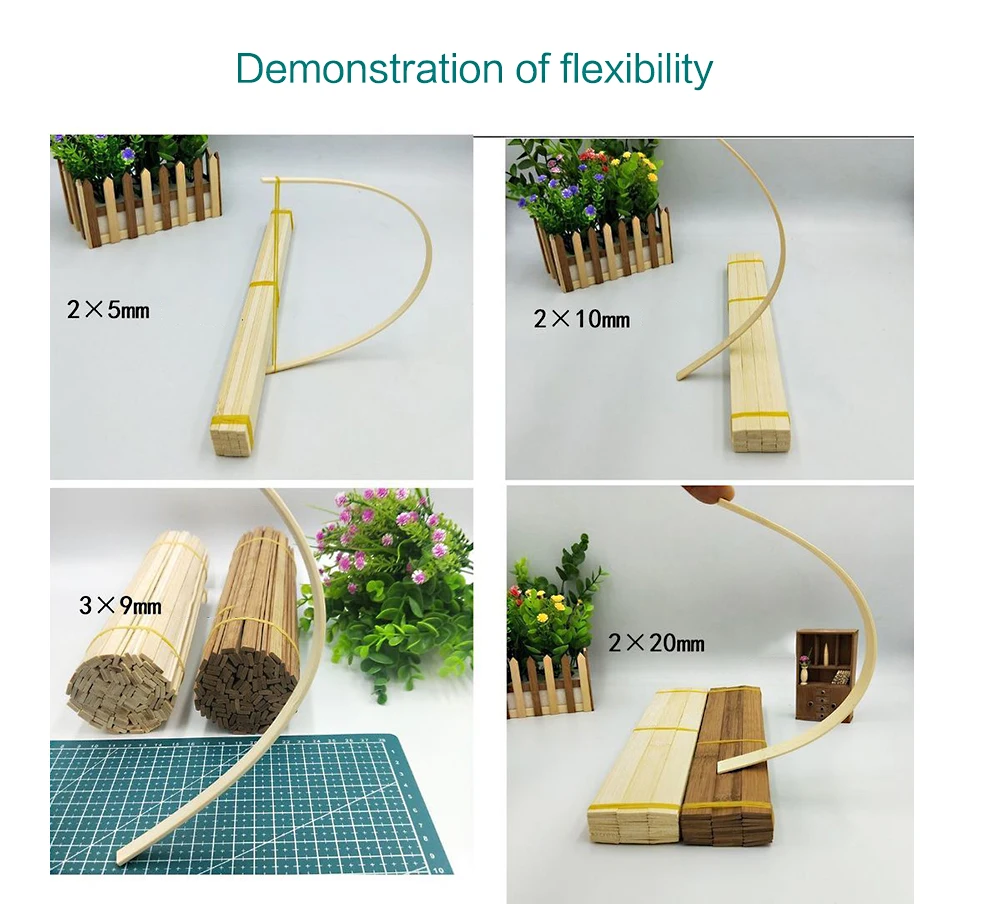 50PC Multisize płaskie kijki bambusowe DIY drewno rzemiosło materiał rzemieślnicze materiały Handmade model budynku materiały 30cm długości