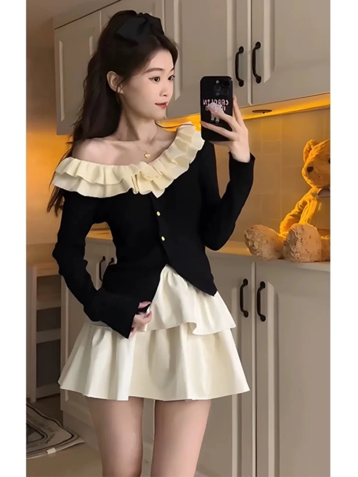 

Sweet And Spicy Sle Spring Tea Series Women's Two-Piece Set Ele Rich Girl Spicy Girl Cake Skirt Faionable Ensemble