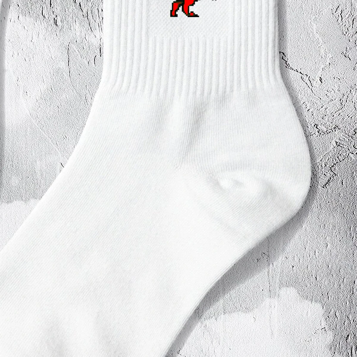 Multiple Pairs of Men\'s Crew Socks with Dinosaur Patterns, White, Unique, Comfortable, Breathable, Moisture-Wicking