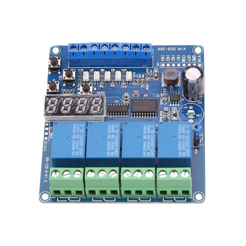 DC 8V-36V 4 Channel LED Display Multifunction Relay Module Self-Locking Timing Relay Module