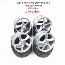 4Pcs/lot Building Blocks 73398 73389 Wheel Silver And 80279 Tire For 42143 Ferraried Daytona SP3 DIY Bricks Parts Kid Toys