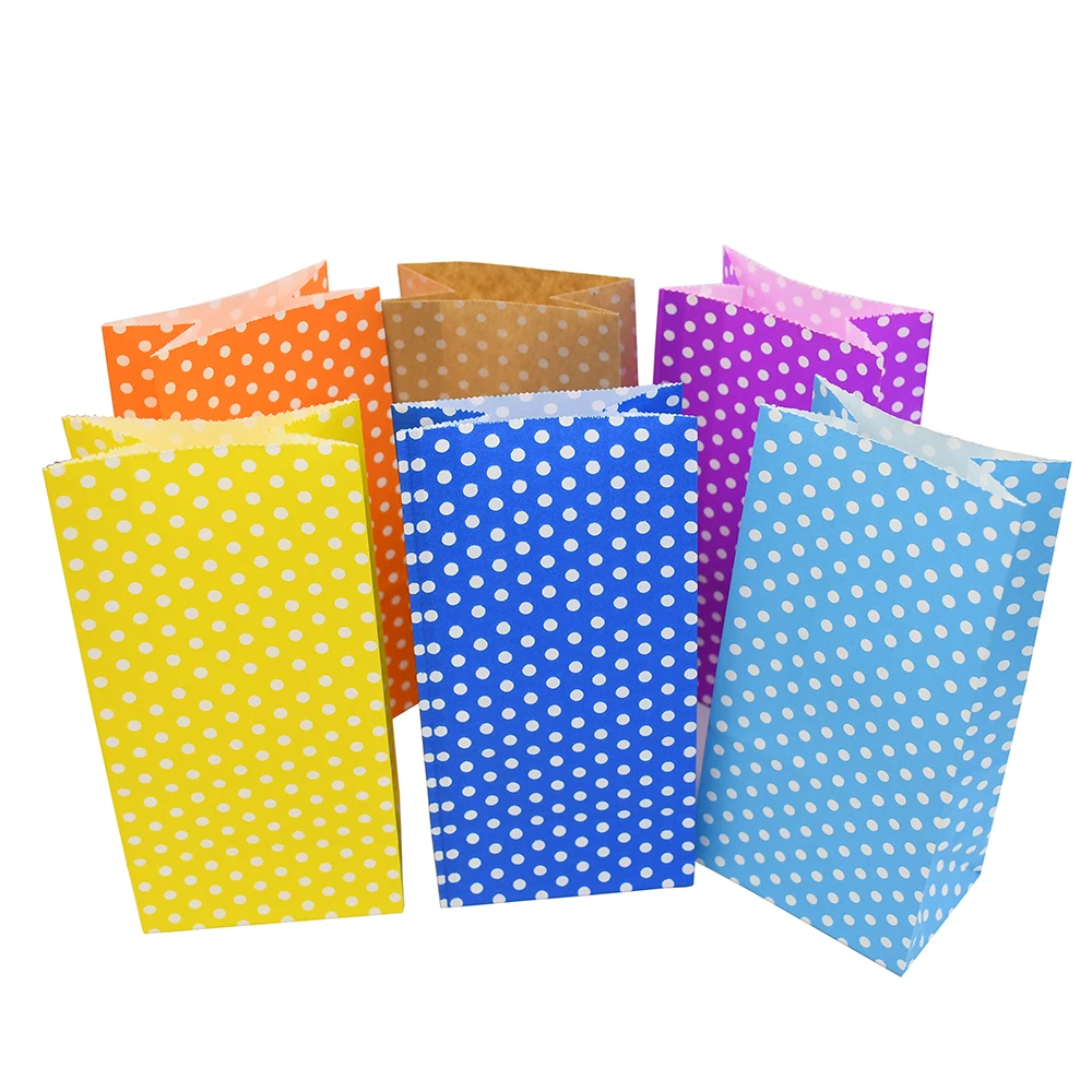 10pcs New high quality paper bag Stand up Colorful Polka Dot  Bags 18x9x6cm Favor Open Top Gift Packing Treat gift Bag