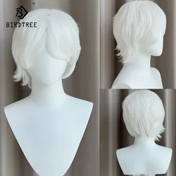 Bird Tree-Perruque Courte avec Frange pour Homme et Femme, Cheveux Humains, Anime Cosplay, Blanc, 03/Wear, J40503QM, 14