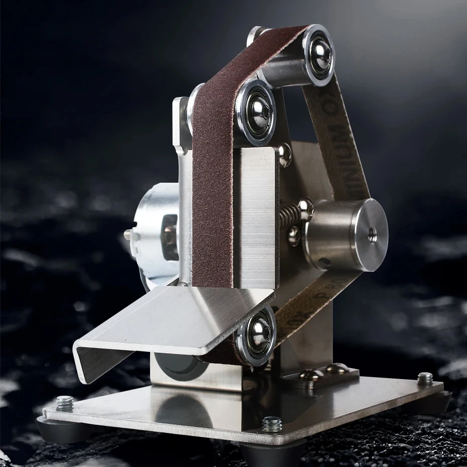

MG-15/25 Small Mini Belt Machine Stainless Steel DIY Belt Grinding And Polishing Machine Desktop Fixed Angle Sharpening Machine