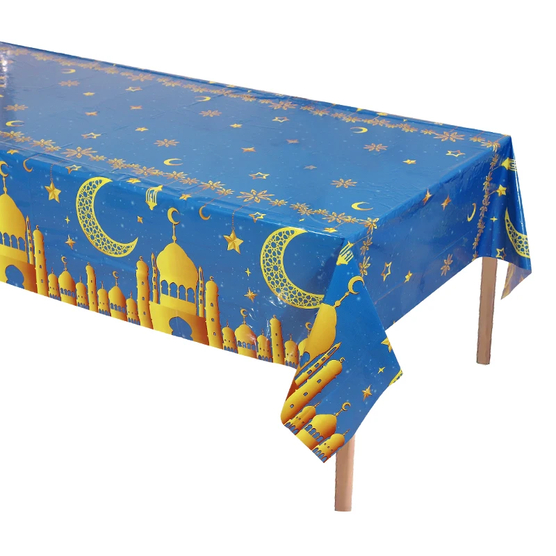 Eid Mubarak Disposable Tablecloth Table Runner Islamic Muslim Party Decor Ramadan Kareem Decoration For Home Eid Al Adha Gift