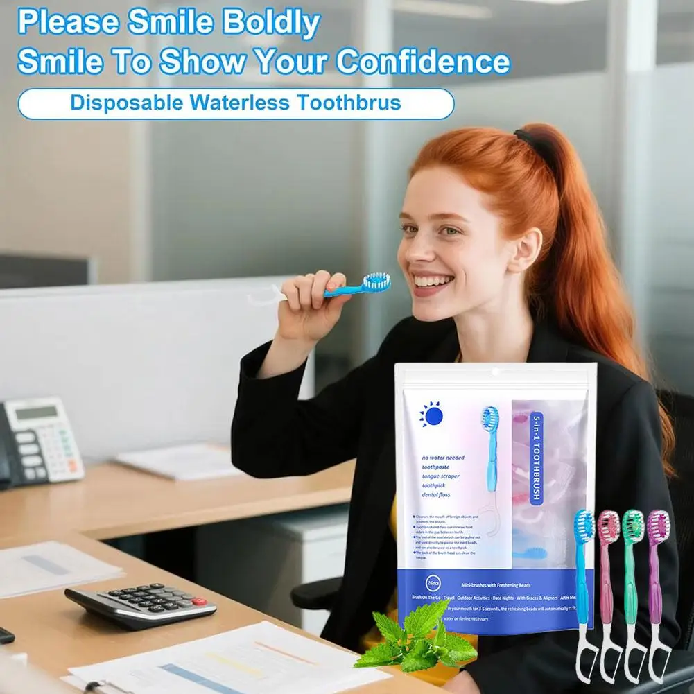 Portable Travel Toothbrush Set Disposable Mini Toothbrushes with Toothpaste Tongue Scraper Flosses Kit Disposable Toothbrushes
