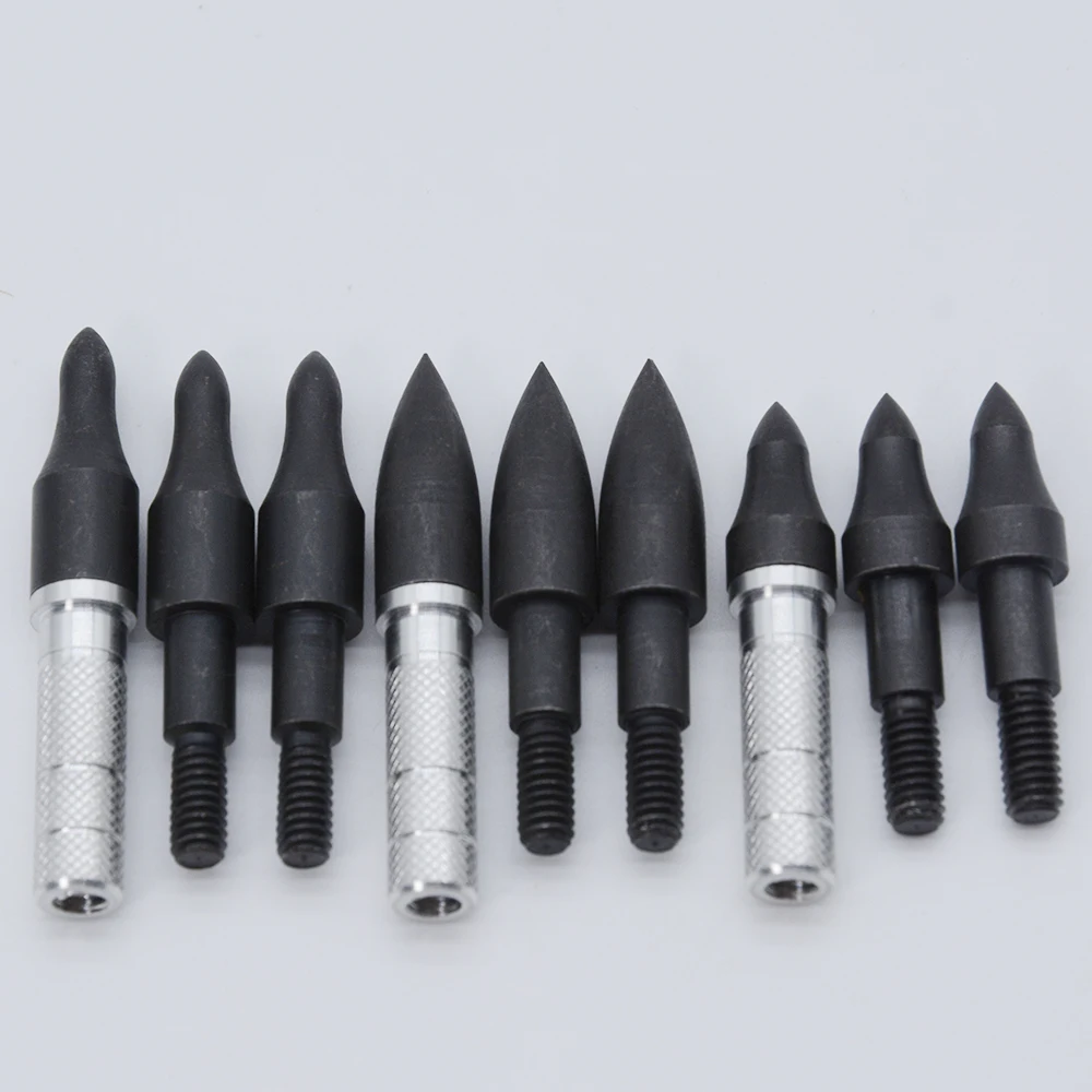 100 Grain, Black Arrow Broadheads with Insert Aluminum Adapter, Target Arrow Point, Archery Head, ID6.2mm, 12 PCs, 24PCs