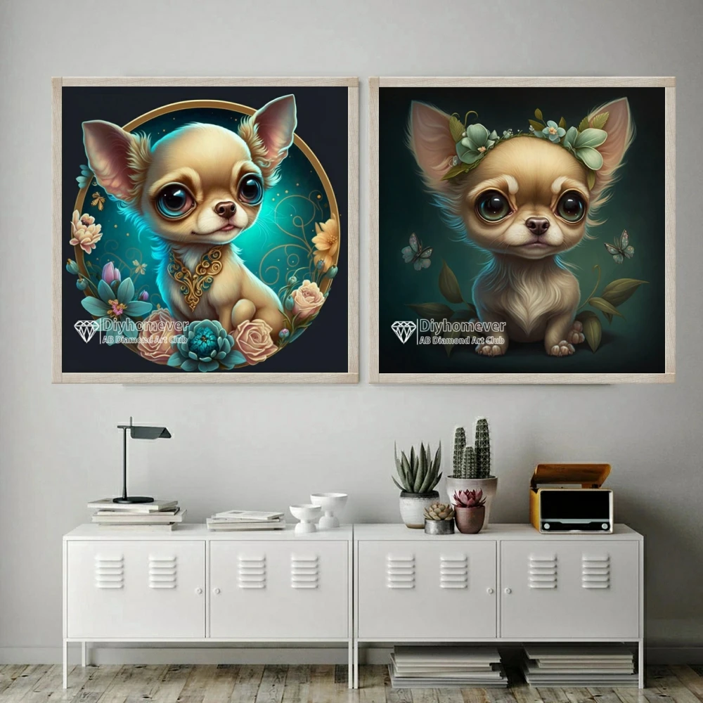 Chihuahua Pet Dog 5D DIY AB Diamond Painting Embroidery Cross Stitch The Small Animals Mosaic Picture Handicraft Home Decor Gift