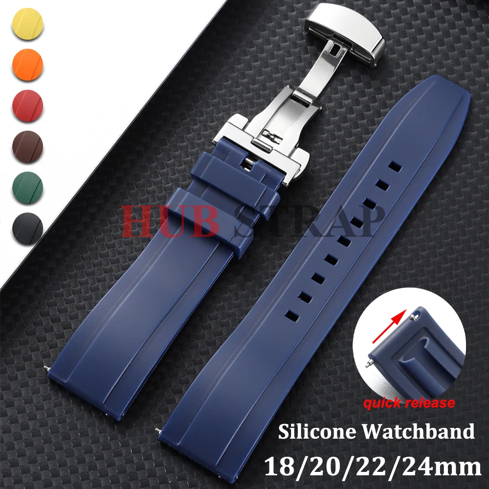 18/20mm22mm 24mm Quick Release Watchbands Silicone Watch Strap for Seiko for Rolex for Omega Rubber Women Men Tropic Accessories