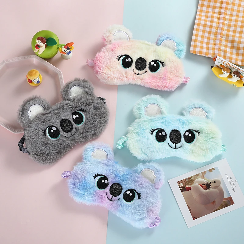 Cute Koala Kids Sleep Mask Cartoon 3D Eye Blindfolds Plush Anime Eye Mask Sleeping Travel Eye Band Shade Rest Eyepatch