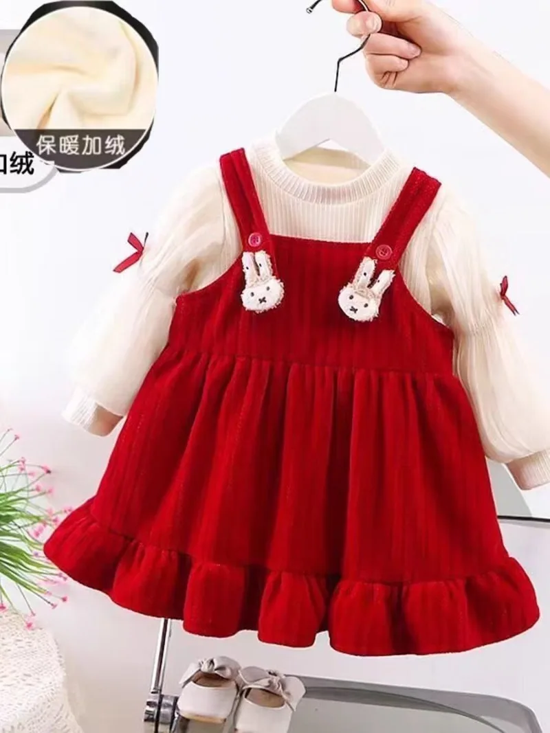 1-7 Years Autumn And Winter Girl Dress Set Fashion Children Clothes Trend Kids Clothing Baby Princess Costume