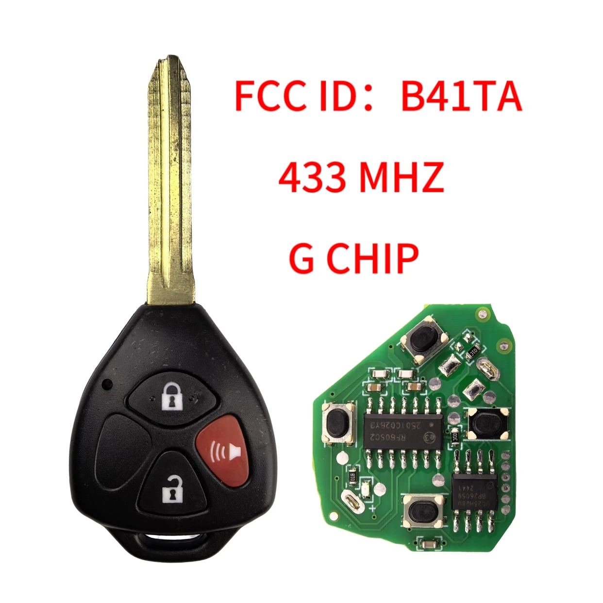 Jingxin 2/3/4-Tasten 314/433Mhz 4D67/G Chip Fernbedienung Autoschlüssel für Toyota Hiace Yaris Hilux Vigo Innova Corolla RAV4 FCC:B41TA B41TH – Detail 15