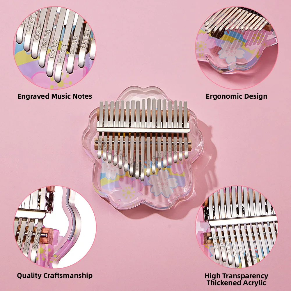 17 Keys Thumb Piano Instrument Mini Thumb Piano Cartoon Cute Kalimba Music Box Gift for Beginners Interesting Party Travel