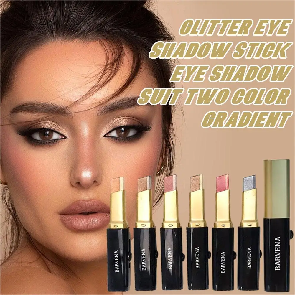 Dual Color Eyeshadow Stick Gradient Glitter Shimmer Eye Shadow Pen Waterproof Long Lasting Portable Makeup Cosmetic Tool