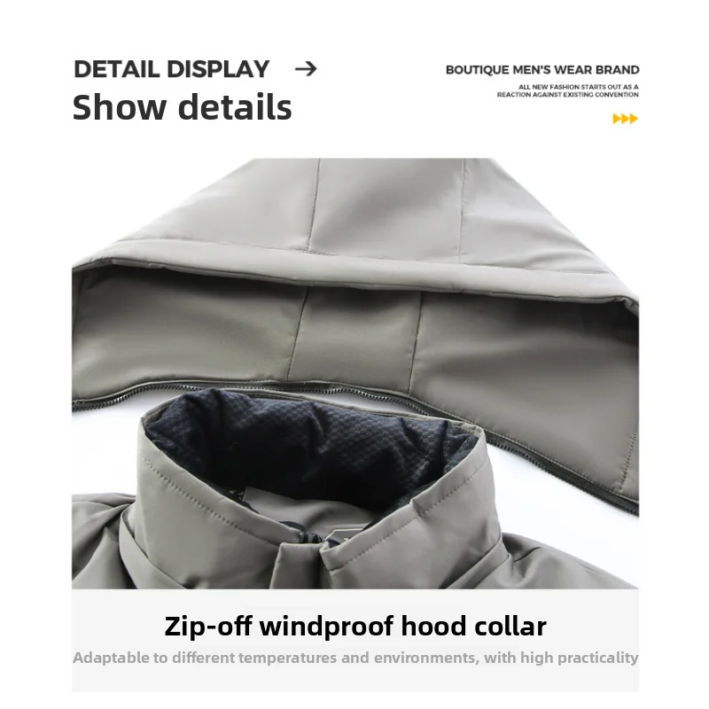 Brand Winter Down Jacket Men\'s High Quality Thick Waterproof Hooded Down Cotton Coat Men Casual Zipper Pocket Puffer Jacket