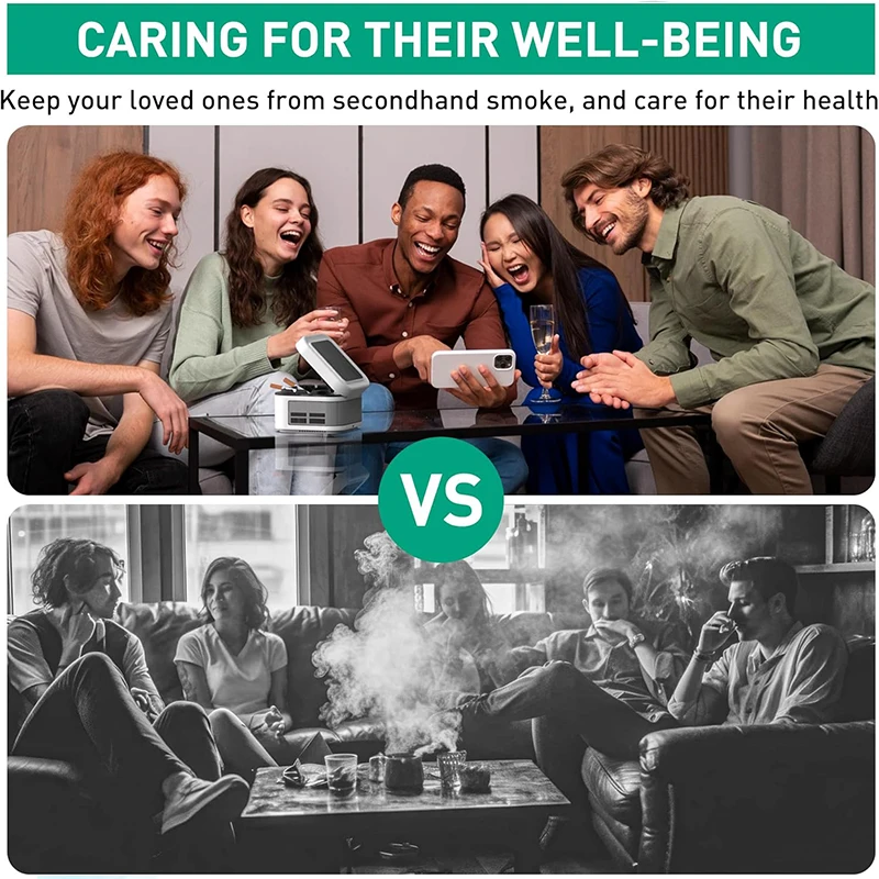 2in1AirPurifier Multifunktionaler rauchfreier Aschenbecher für Zigarettenraucher, HEPA-Filter, reduziert Rauch, wiederaufladbarer USB-Rauchaschenbecher