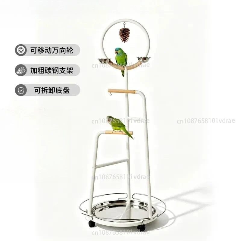Arc-Shaped Bird Perch for Parrots—Large Standing Pole with Wide Base, Interactive and Movable Stand for Cockatiels